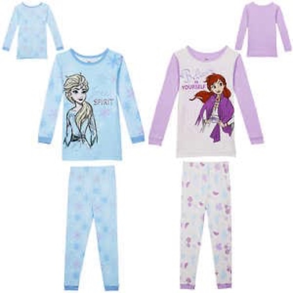 Disney Frozen Elsa Anna long sleeve pajama sets, bundle of 2, girls size 7